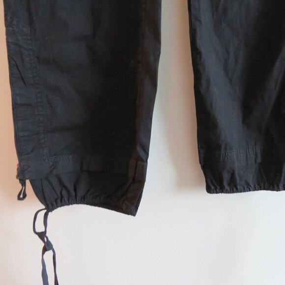 XCVI Black Straight Leg Cotton Cargo Pants Pockets Grunge Goth Alt - Picture 10 of 16